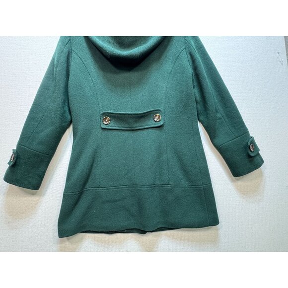 Calvin Klein Women's Wool Hooded Winter Coat Long Sleeve Sz 4 Sea Green Full Zip - Picture 14 of 14